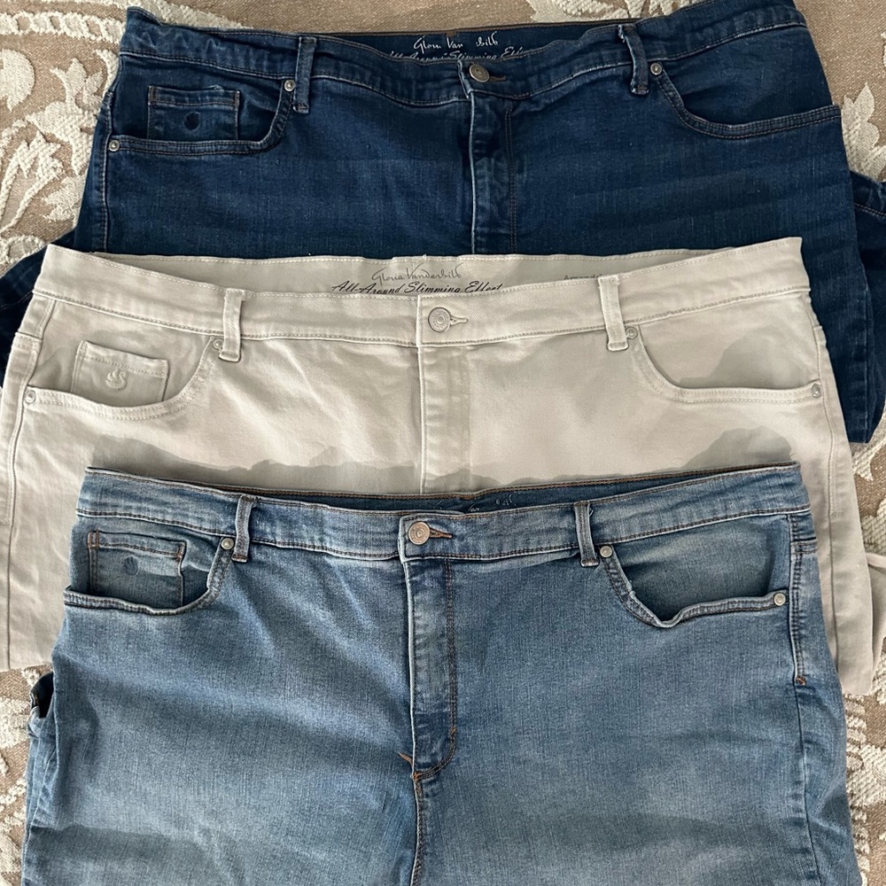 LOT of 3 Denim Shorts 22W 24W Gloria Vanderbilt Amanda Blue Stone